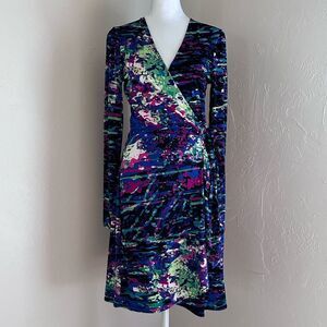 BCBGMaxAzria Adele Paint Splatter Multicolor Wrap Dress Size S